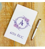 Kişiye Özel İsimli Ajanda Not Defteri ve Kalem Seti 2413W05 (Beyaz-Rose Gold)