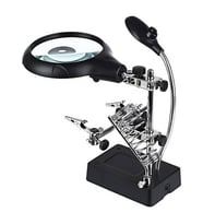 Masa Üstü Mandallı ,2.5x90mm, 7.5x34mm Mercekli ,adaptörlu Işıklı Büyüteç