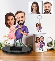 Kişiye Özel Sevgili Tasarımlı Karikatür Biblo Anahtarlık Ve Kupa Hediye Seti 9