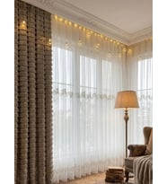 NİVEMESHOME EYLÜLZADE GOLD DETAY 1/3 PİLELİ TÜL PERDE APM