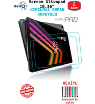2 ADET Vorcom Ultrapad PRO 10.36" Tablet İçin Tam Uyumlu Ekran Koruyucu Cam Nano HD Esnek Kırılmaz