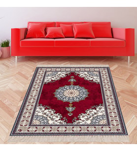 Osmanlı Motifler Desenli Dijital Baskı Yıkanabilir Kaymaz Taban Leke Tutmaz Etnik Salon Halısı (Çok Renkli)