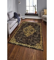 Dijital Baskılı Kaymaz Taban Yıkanabilir Klasik Şık Salon Halısı Mutfak Halısı Yolluk ND-HK-160 (Gold)
