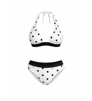 Endeep Kadın Siyah Beyaz Puantiye Desenli Toparlayıcı Bikini Takımı