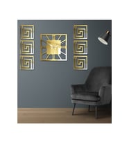 Duvar Saati Aynalı Pleksi Gold 40x40 cm 6Adet Yan Ayna 20x20 cm 7' li Şık Dekoratif Takım