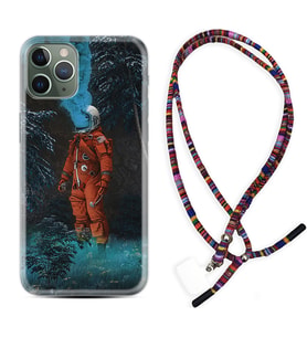 Apple iPhone 11 12 13 14 Pro Max Kılıf Boyun Asklı Rasta Silikon Astronot Smoke 1769