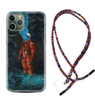 Apple iPhone 11 12 13 14 Pro Max Kılıf Boyun Asklı Rasta Silikon Astronot Smoke 1769