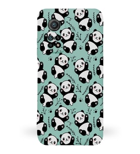 Xiaomi Mi 10T Uyumlu Lansman Kılıf Panda Tasarımlı İçi Kadife Kapak-Turkuaz (Şeffaf)