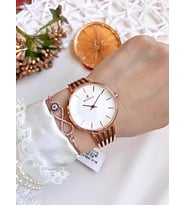 RVL-1851-F Revello Elite Model Bronz/Rose Özel Renk 30 Mt Su Geçirmez+Bileklik Lady Wristwatch (Sarı)