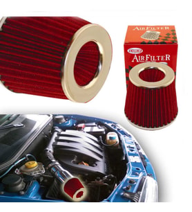 Carub Ses ve Performans Arttırıcı Açık Hava Filtresi +6 Hp Kırmızı Aparatlı Üniversal