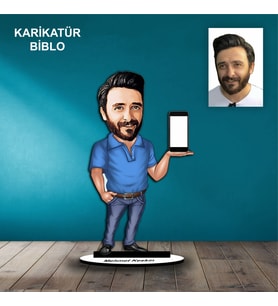 KİŞİYE ÖZEL ERKEK TELEFONCU TASARIMLI KARİKATÜR BİBLO B48