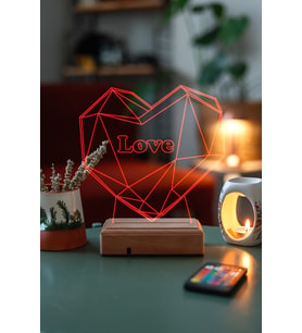 Kalp Sevgiliye Sevgililer Günü Love 16 Renk Kumandalı 3D Gece Lambası