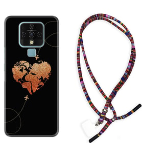 Tecno Camon 16 18P Pova Kılıf Boyun Asklı Rasta Silikon Plane Heart 1721