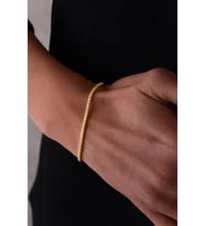 14 K White Gold Kaplama 925 Ayar Gümüş Tenis Su Yolu 2 Mm Bileklik (Sarı Altın)