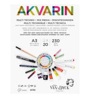 Van Dyck Akvarin Multi Purpose Sanatsal Blok 230 gr 20 yp A3 Spiralli