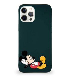 Apple iPhone 12 Pro Max Soft Premier Kapak Mickey Mouse-F Tasarımlı Silikon Kılıf - Yeşil (Şeffaf)