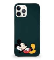Apple iPhone 12 Pro Max Soft Premier Kapak Mickey Mouse-F Tasarımlı Silikon Kılıf - Yeşil (Şeffaf)