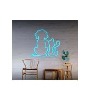 Kedi ve Köpek Figürlü Neon Tabela