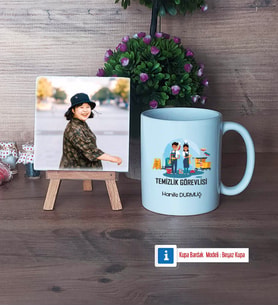 Temizlik Görevlisi Fotoğraflı Dekoratif Taş, Kupa Bardak Beyaz Hediye (Model 1)