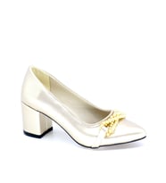 Trendyshose 03551 Kalın Topuk 5 CM  Rahat Kadın Ayakkabı (Altın)