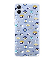 PrintiFy Samsung Galaxy A04e ile Uyumlu Nazar Boncuğu 2 Baskılı Kamera Korumalı Şeffaf Silikon Kılıf
