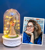 Size Özel Fotoğraflı Hediye Seti Led Işıklı Fanus ve Fotoğraf - Kişiye Özel Hediye Seti (Model 5)