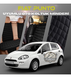 Fiat Punto Siyah Renk Tay Tüyü Cepli & Terletmez Sırtlı Oto Koltuk Minder Seti - Koltuk Koruma Kılıfı (ÖN & ARKA TAM SET)
