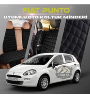 Fiat Punto Siyah Renk Tay Tüyü Cepli & Terletmez Sırtlı Oto Koltuk Minder Seti - Koltuk Koruma Kılıfı (ÖN & ARKA TAM SET)