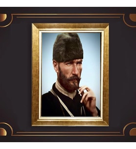 Altın Varaklı Çerçeveli Paspartulu Atatürk Tablo z4910 (Gold)