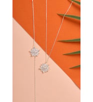 925 Ayar Gümüş Modern Lotus Kolye Bileklik Set ELKAB92309