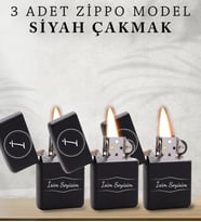 Kişiye Özel 3'lü Zippo Tarzı Benzinli Çakmak