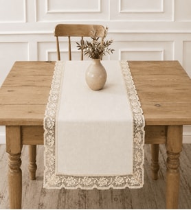 Dantelli Runner, Konsol, Sehpa Örtüsü-Naturel
