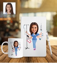 Kişiye Özel Hemşire Tasarımlı Karikatür Defter Kalem Kupa Set 92