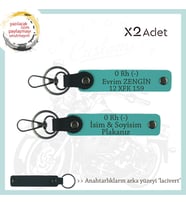 Yol Arkadaşlarına, İsim Plaka ve 0 Rh (-) Kan Grubu Yazılı Kişiye Özel x2 Anahtarlık, K Turkuaz-Laci (Çok Renkli)