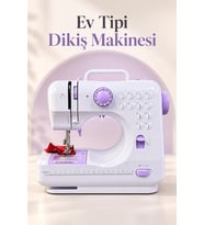 Ayak Pedallı Dikiş Makinesi Beyaz Lila Mini Tasarım