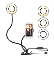 Youtuber Led Tripod 3 Renk Işıklı Telefon Tutucu Kıskaçlı Masa Lambası 9 Mod Işık Ayarı Esnek Bacak 2in1 telefon tutucu ışıklı