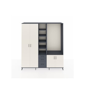 Hyperion Dolap 13 Raflı 3 Çekmeceli 4 Kapaklı 220x44x243 Antrasit-Aytaşı/Antrasit