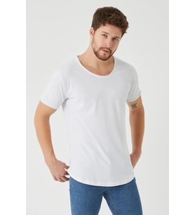 The One Erkek Pis yaka Oval Kesim Basic T-Shirt