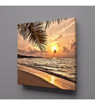 DENİZ ÜZERİNE DOĞAN GÜNEŞ KANVAS TABLO 130x130cm (Karışık)