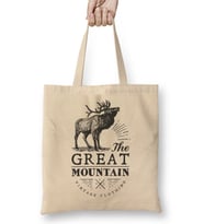 Retro Animal Stag Great Mountain Vintage Clothing Black Bez Çanta Uzun Saplı