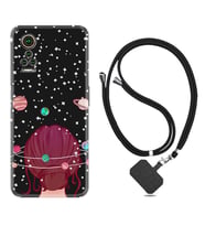 General Mobile GM 21 Pro GM 22 Pro Plus Kılıf Boyun Askılı Silikon Space Woman 1311