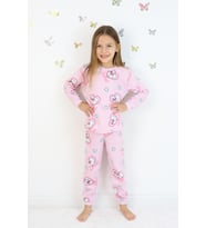 Kız Çocuk Orta Kalınlıkta Basic Baskılı Pijama Takımı (Açık Pembe)