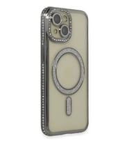 Newface Apple iPhone 14 Kılıf Joke Simli Magneticsafe Kılıf - Gri