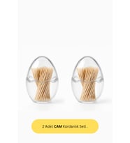 2'li Cam Yumurta Kürdanlık Seti (Şeffaf)