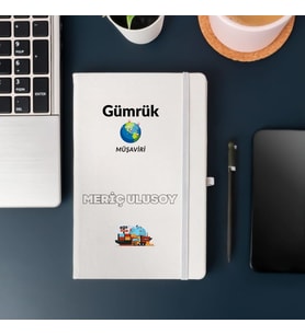 Gümrük Müşavirlerine Özel Kişiye Özel Deri Kapak Hediyelik Defter (Beyaz)