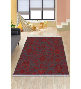 Bordo Yöresel Dokuma Pamuk Tabanlı Kaymaz Kilim KLM372