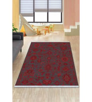 Bordo Yöresel Dokuma Pamuk Tabanlı Kaymaz Kilim KLM372