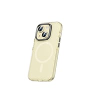 Apple iPhone 15 Plus Uyumlu Kılıf Airbagli M-safe Wireless Şarj Özellikli Lens Koruyuculu Zore Klaptika Kapak (Sarı)