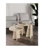 3lü Zigon Sehpa Beyaz Ceviz Meşe Traverten Desenli MDF