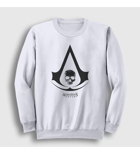 Presmono Unisex Beyaz Skull Assassin's Creed Sweatshirt 24463tt